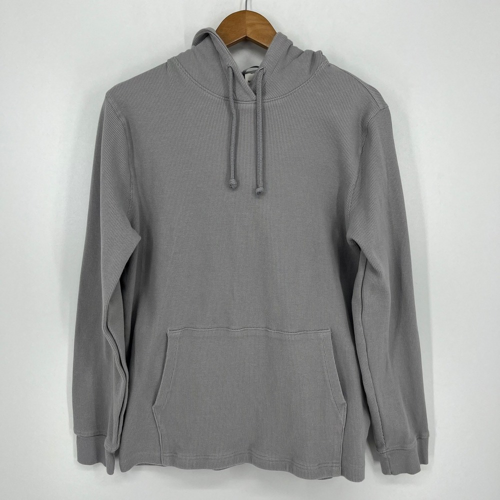 The North Face Mens Waffle Knit Hoodie Grey Pullover Thermal Size Large
